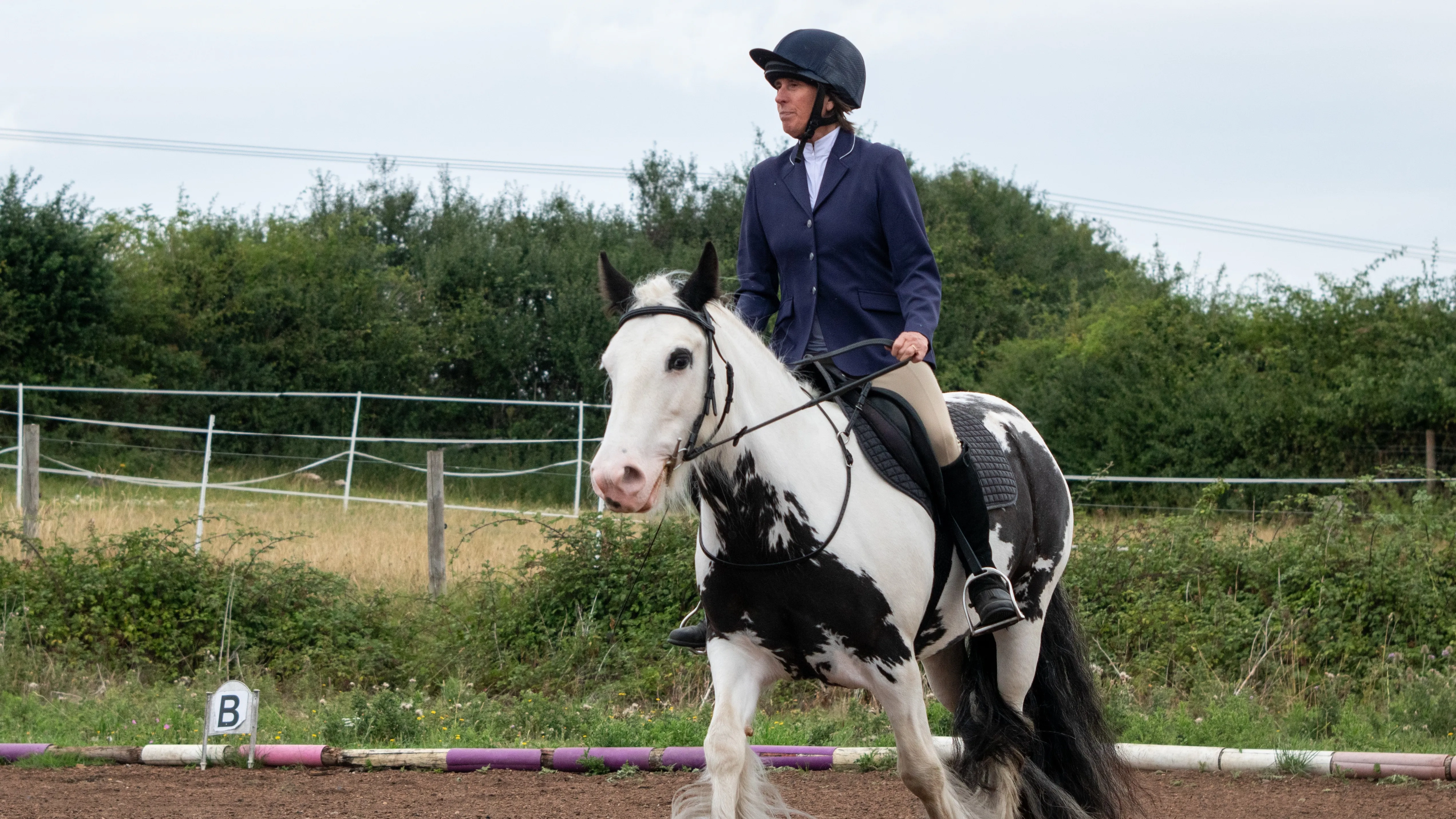 Sue and her rehomed horse Estelle doing a dressage test.