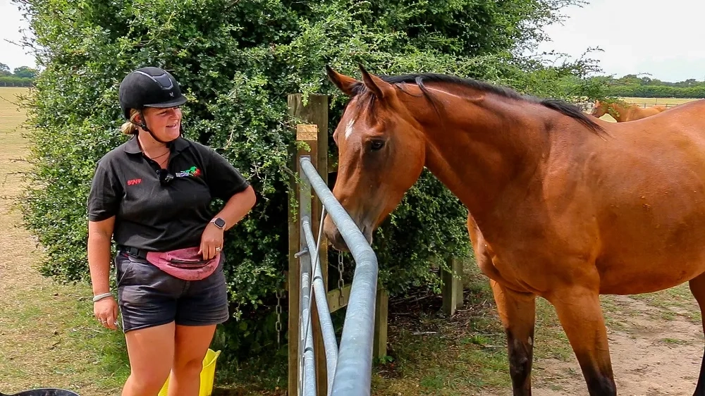 Glorious with her trainer.