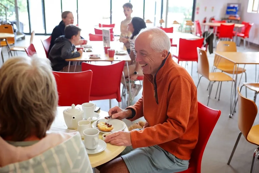 Enjoying the cafe